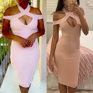 🚫🚫🚫NOOKIE Powder Pink Pastel Midi Dress Cut Out NWT Size L 8🚫🚫🚫